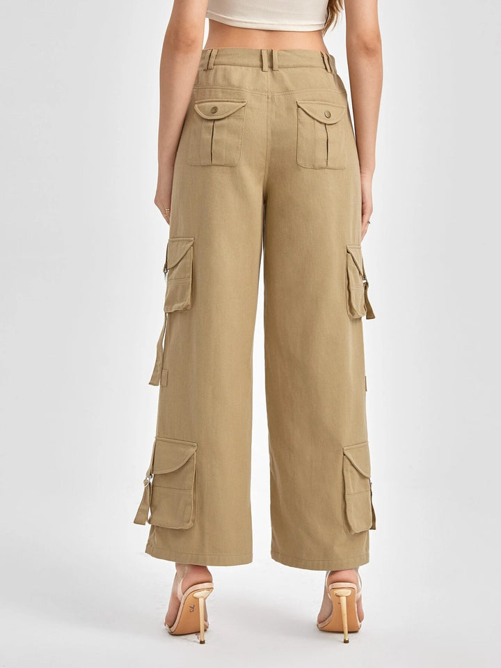 Flap Pocket Buckle Detail Cargo Pants