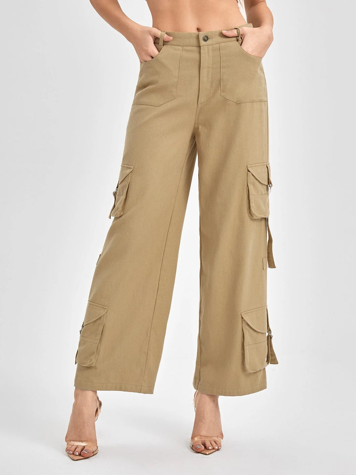 Flap Pocket Buckle Detail Cargo Pants