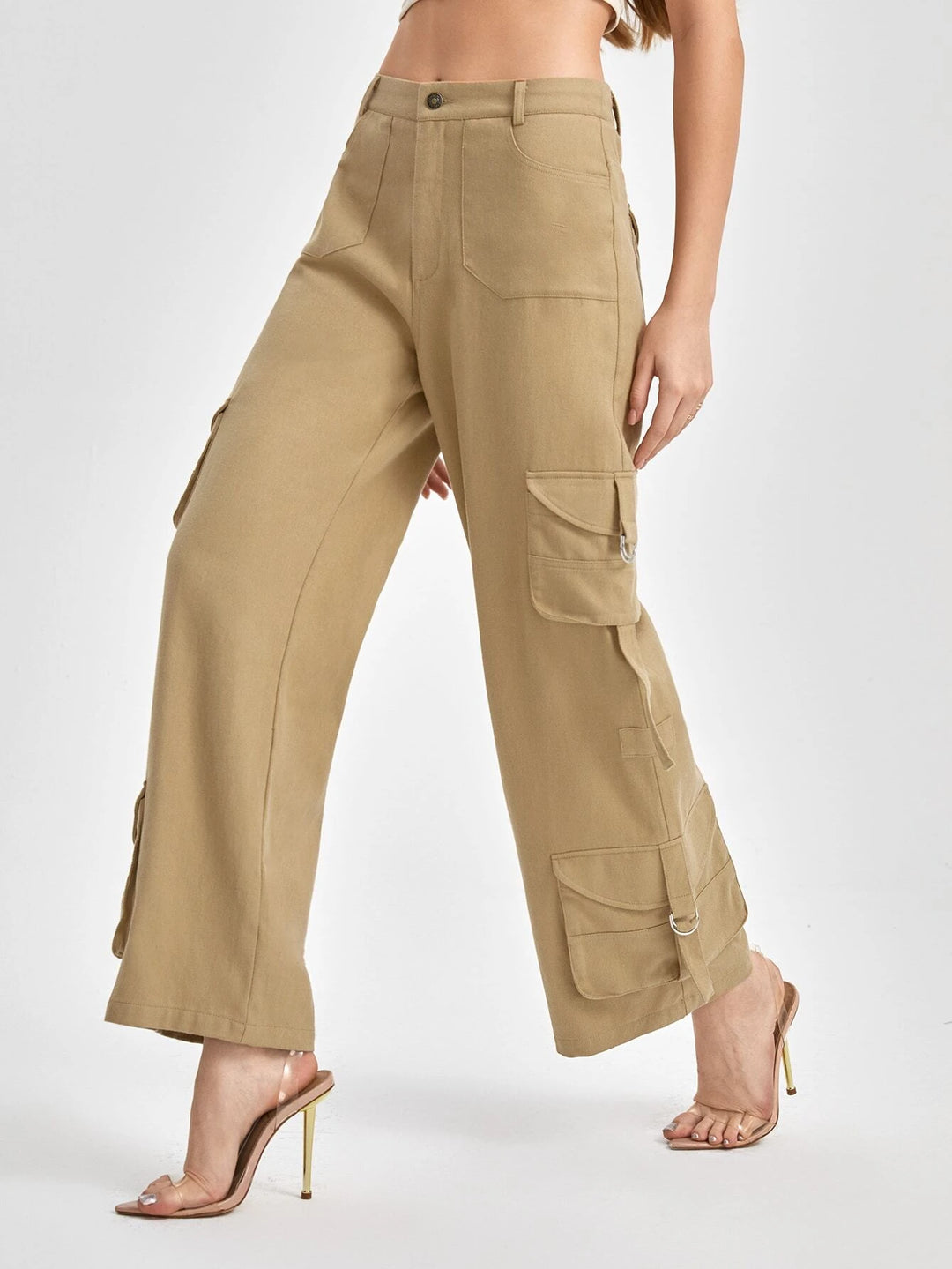 Flap Pocket Buckle Detail Cargo Pants