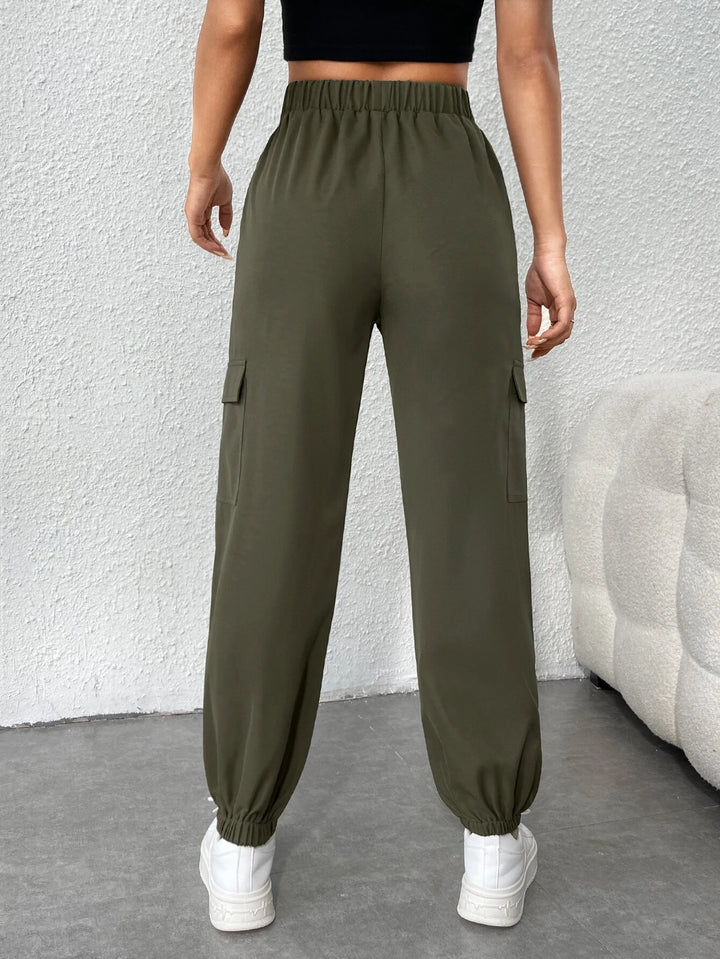 Flap Pocket Side Drawstring Cargo Pants