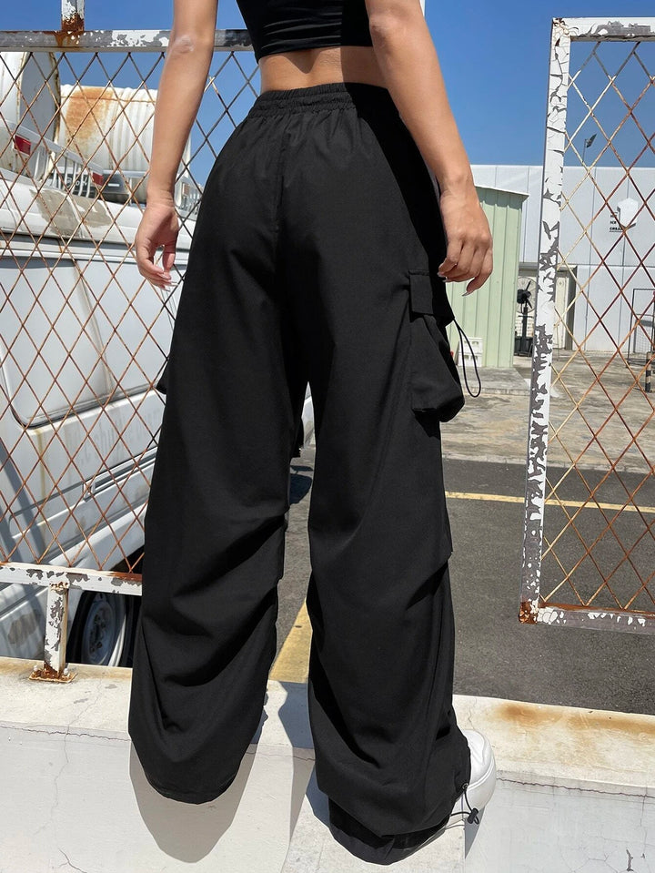 Drawstring Waist Regular Fit Casual Cargo Pants