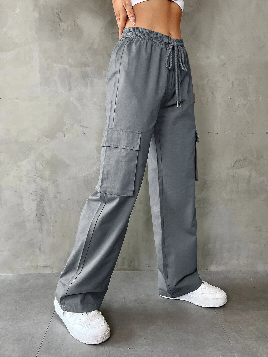 Plain Waist Cargo Pants