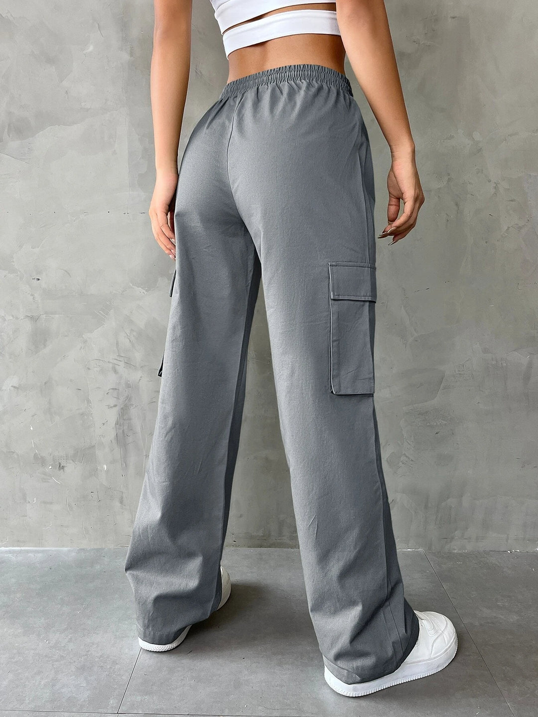 Plain Waist Cargo Pants