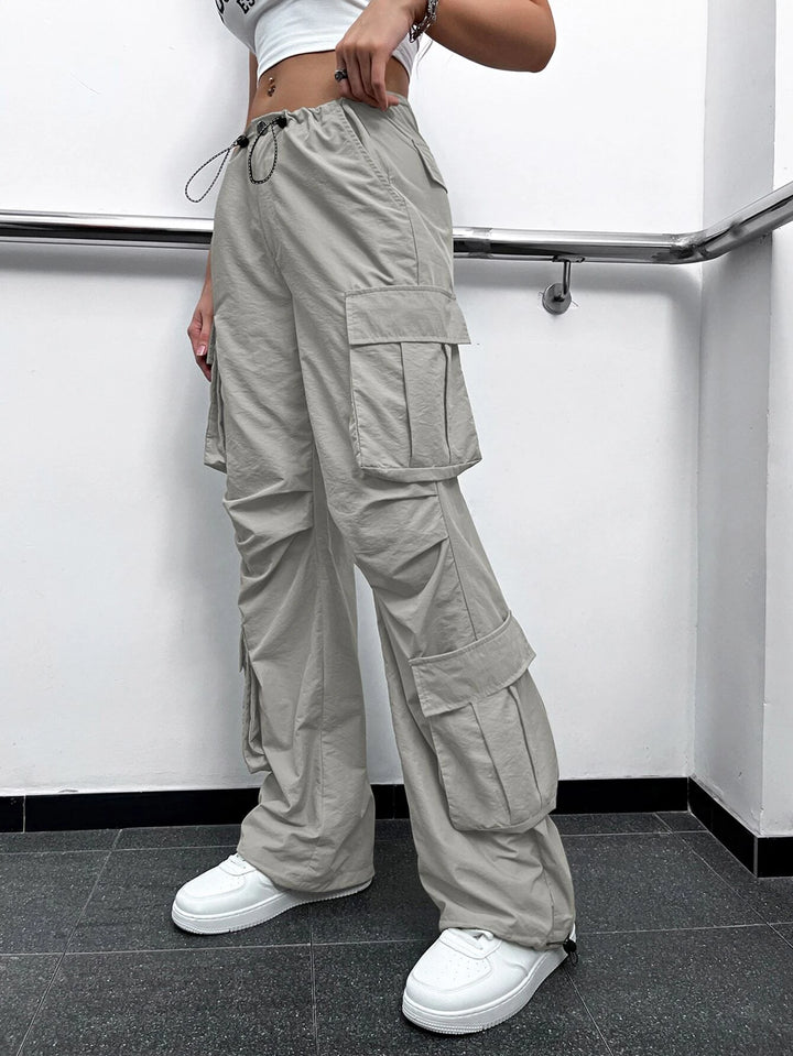 Ruched Cargo Parachute Pants