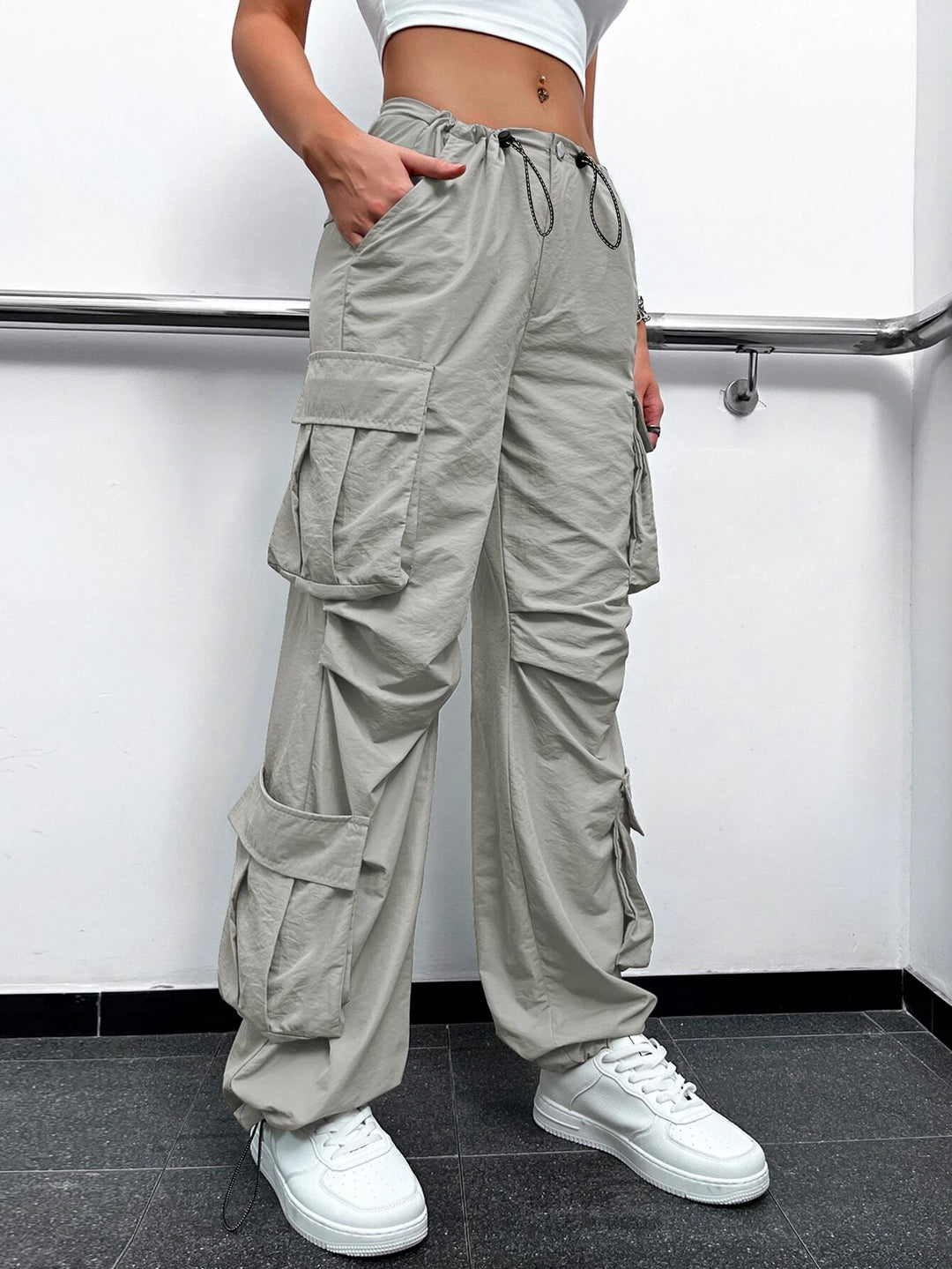 Long High Waist Cargo Pants