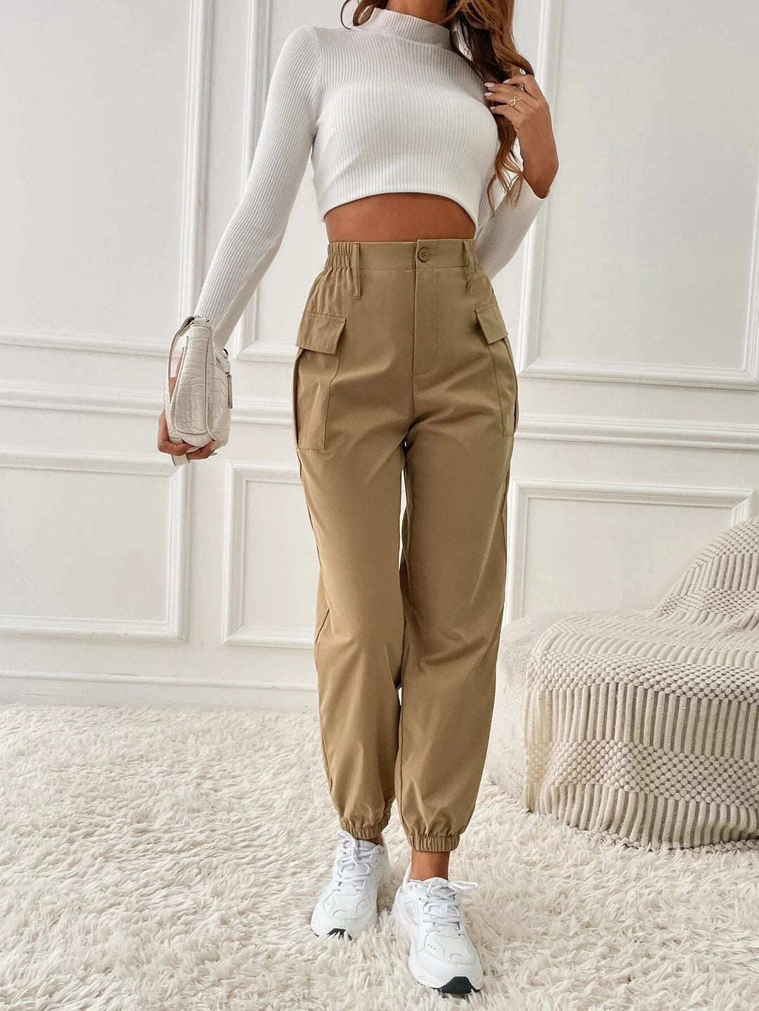 High Waisted Cargo Pants With Pouch Pockets