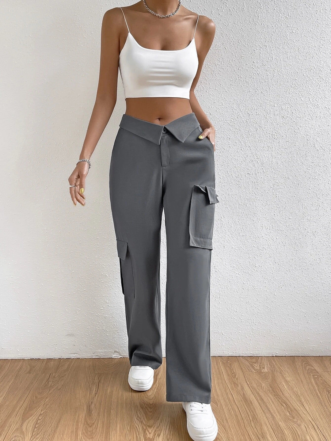 High Waist Regular Fit Cargo Pants