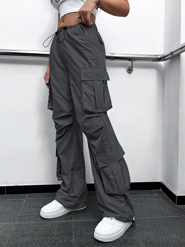 Drawstring Parachute Cargo Pants