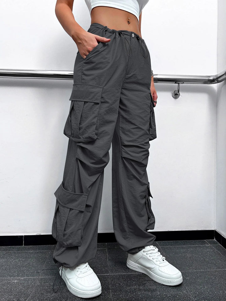 Drawstring Parachute Cargo Pants