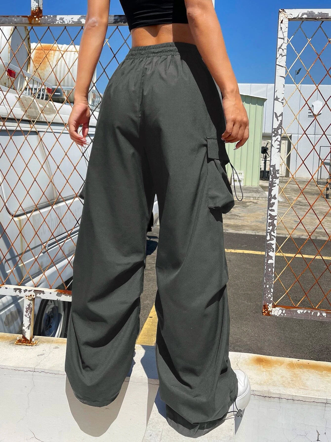 Drawstring Waist Regular Fit Casual Cargo Pants