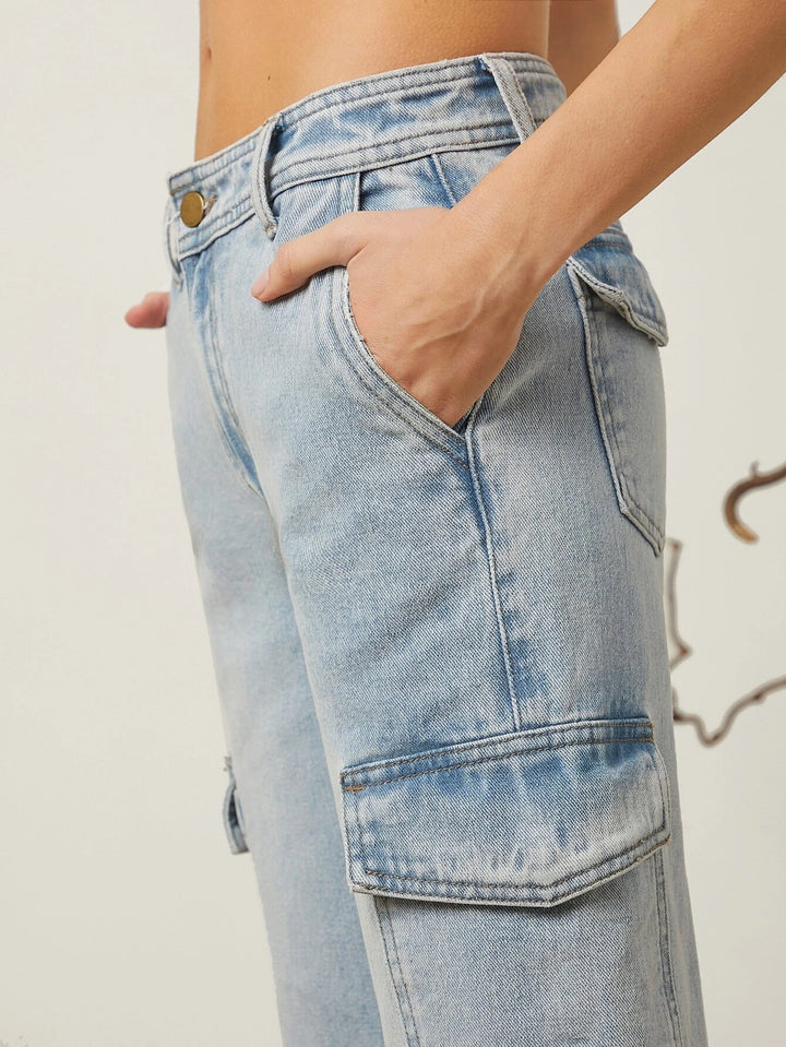 Cargo Jeans With Split Hem