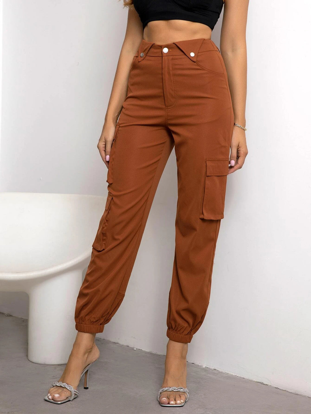 Long Button Cargo Pants