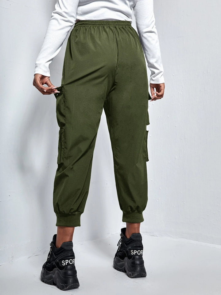 Flap Pocket Drawstring Cargo Pants