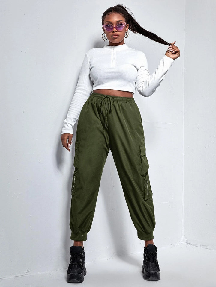 Drawstring Flap Pockets Cargo Pant