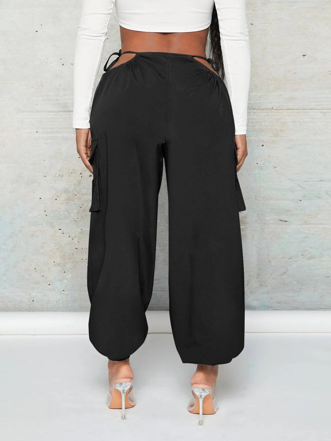 Cut Out Waist Cargo Pants