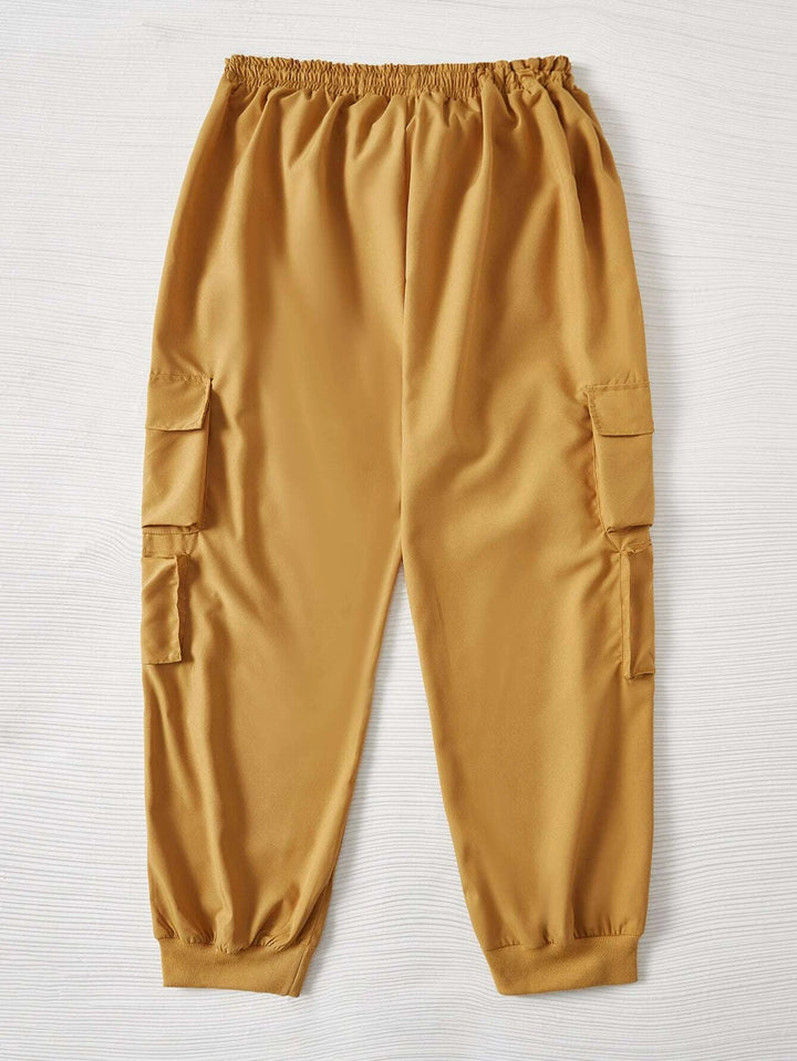 Flap Pocket Drawstring Cargo Pants