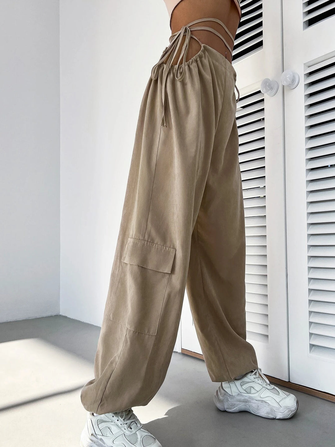 Comfort Waist Drawstring Cargo Pants