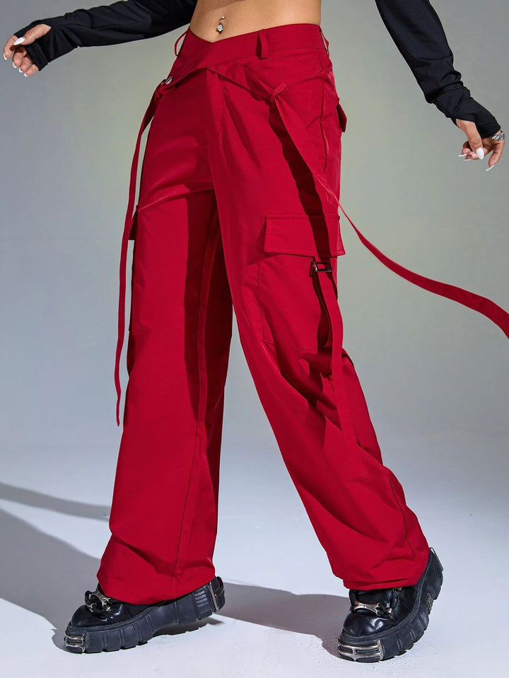 Long Length Zipper Closure Cargo Pants