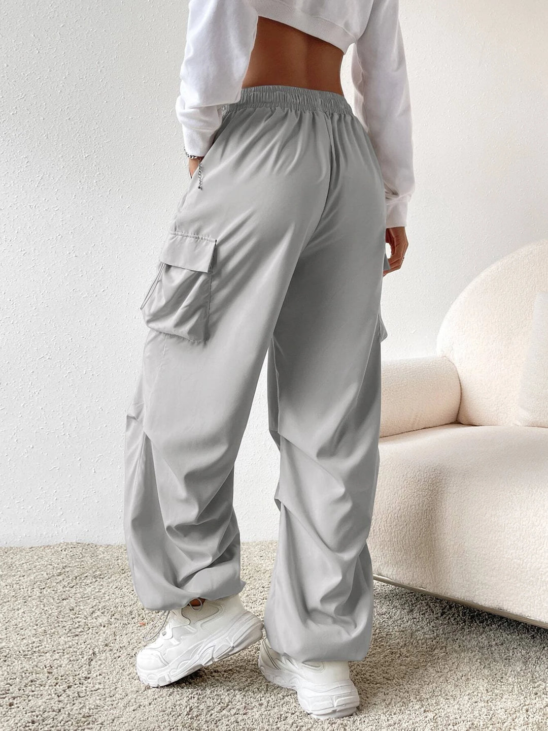 Drawstring Waist Regular Fit Casual Cargo Pants