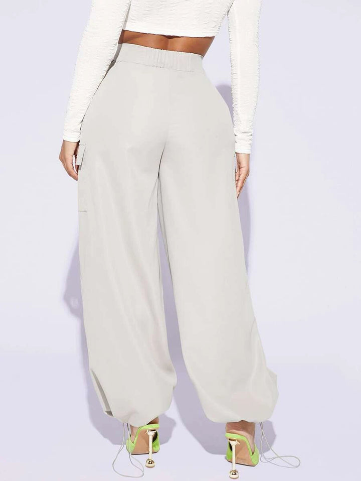 Flap Pocket Wide Leg Easy Wear Cargo Pants