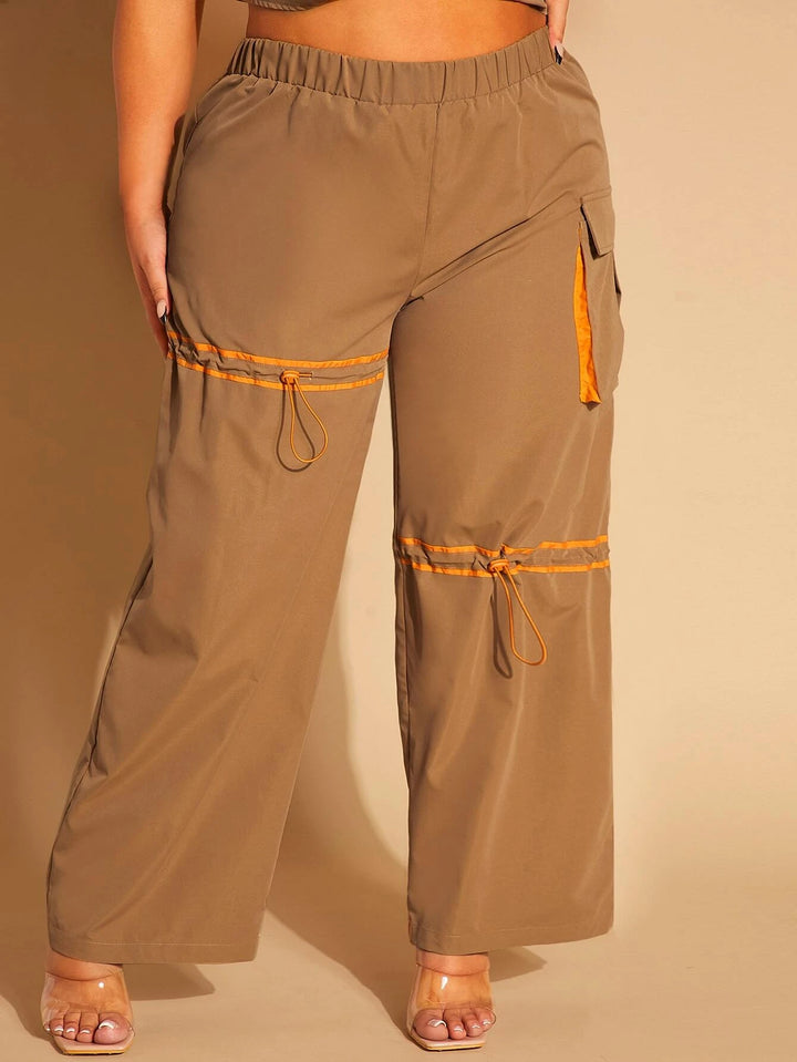 Flap Pocket Cargo Pants With Drawstring Detail