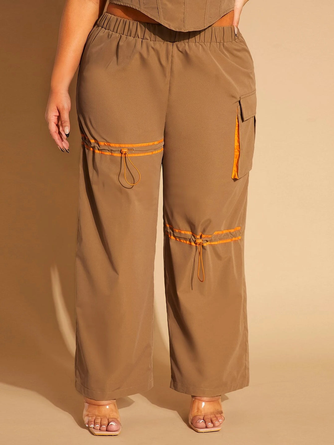 Flap Pocket Cargo Pants With Drawstring Detail