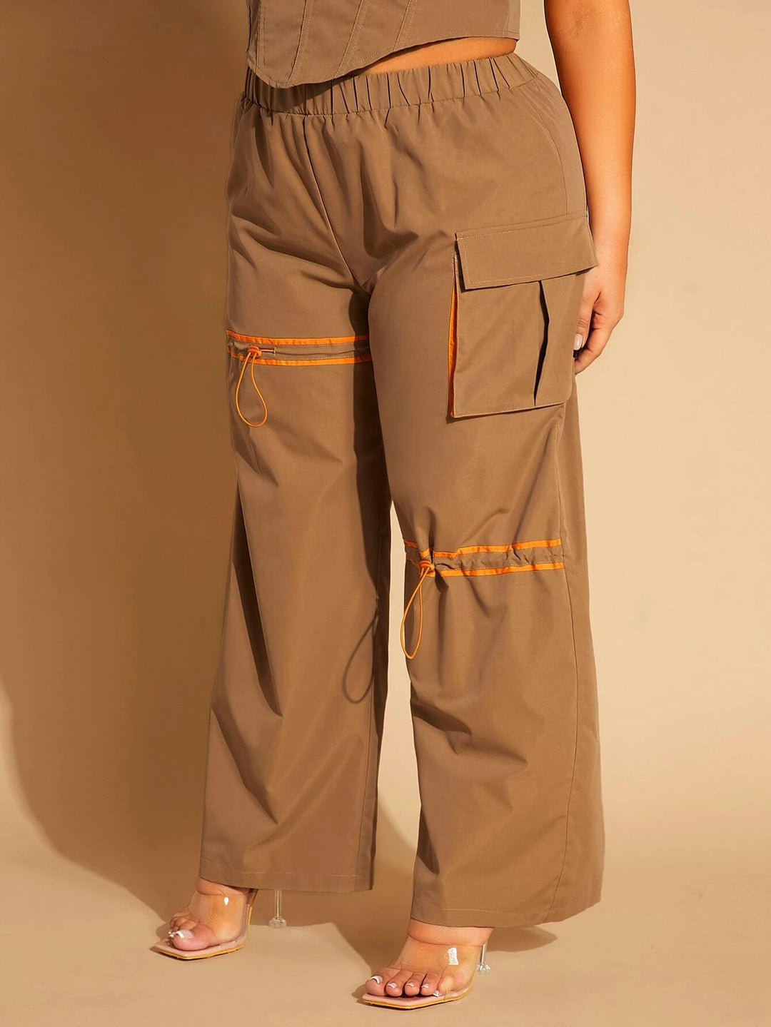 Flap Pocket Cargo Pants With Drawstring Detail