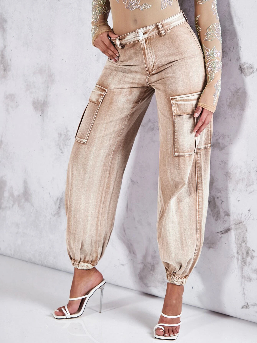 Casual Plain Zipper Cargo Pant