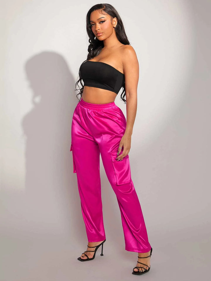 Drawstring Waist Satin Pants