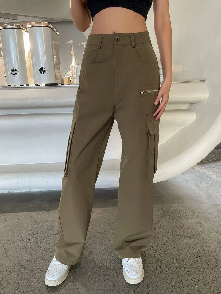 Plain Flap Side Pocket Cargo Pants