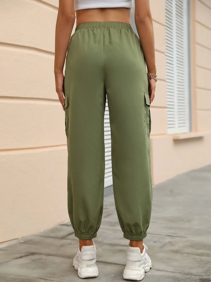 Cropped Flap Pocket Side Cargo Pants