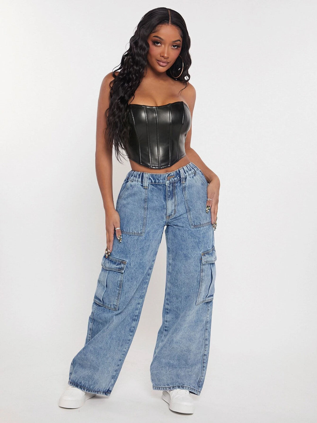 Flap Pocketed Cargo Jeans