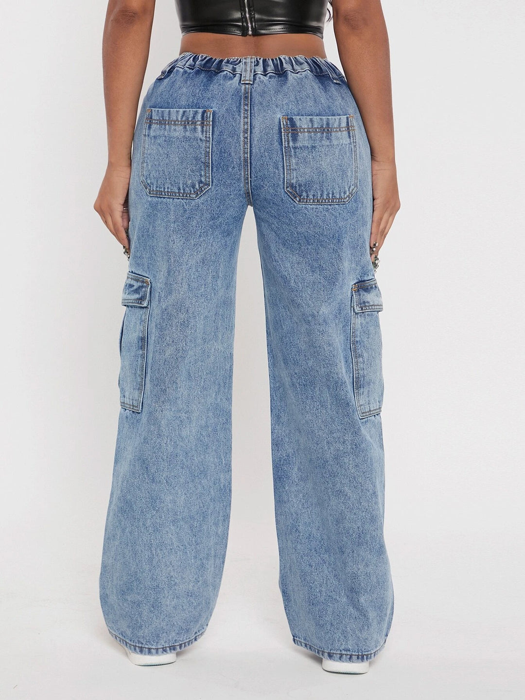 Flap Pocketed Cargo Jeans