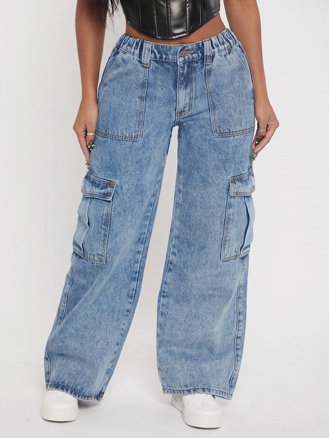 Flap Pocketed Cargo Jeans