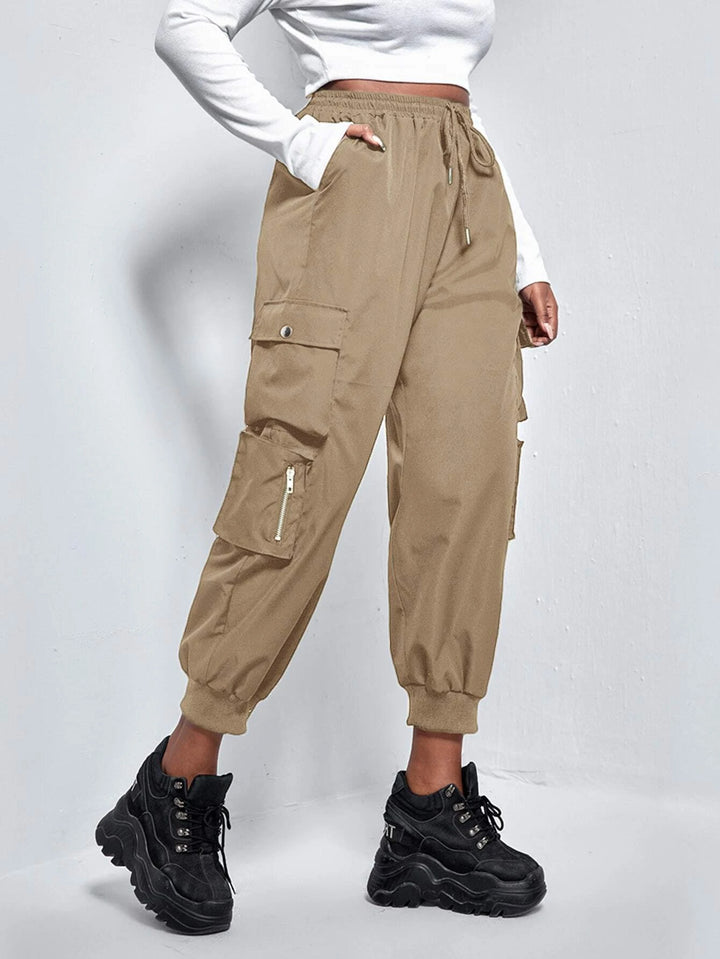 Flap Pocket Drawstring Cargo Pants