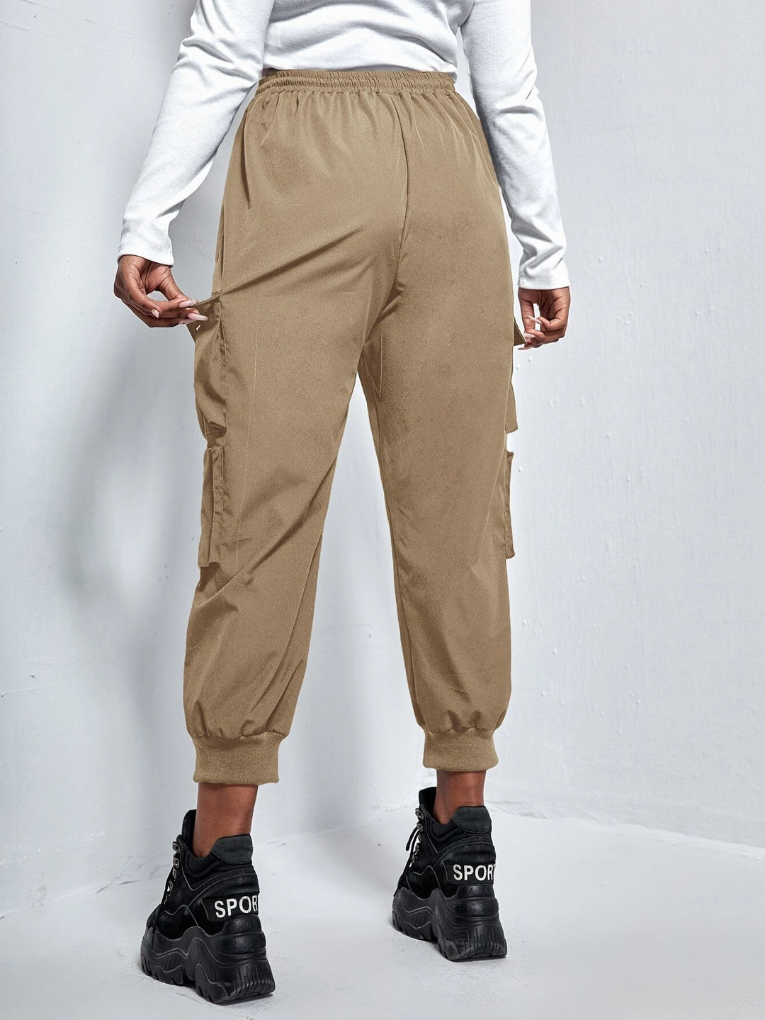 Flap Pocket Drawstring Cargo Pants