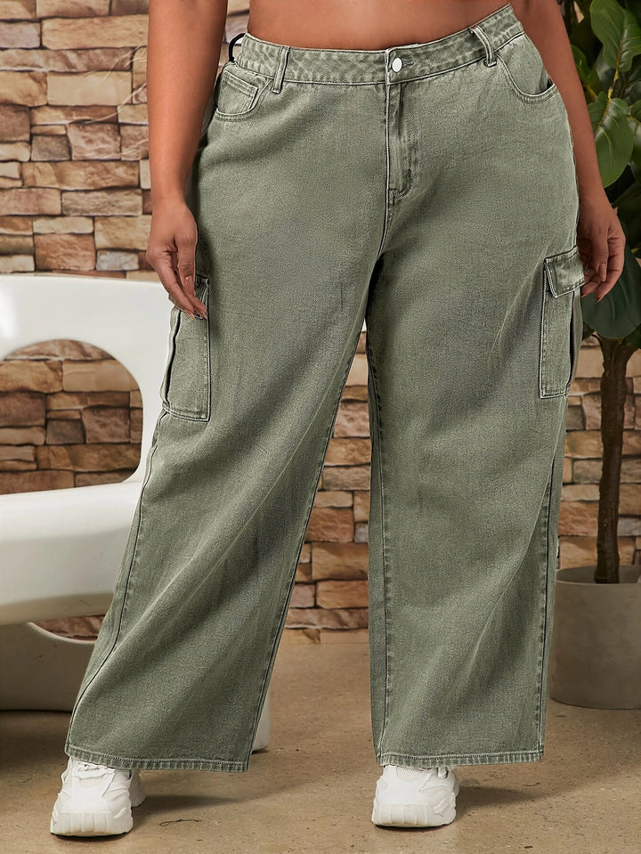 Flap Pocket Side Cargo Jeans