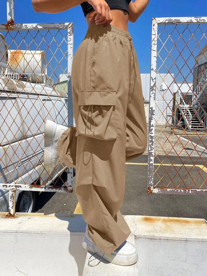 Drawstring Waist Regular Fit Casual Cargo Pants