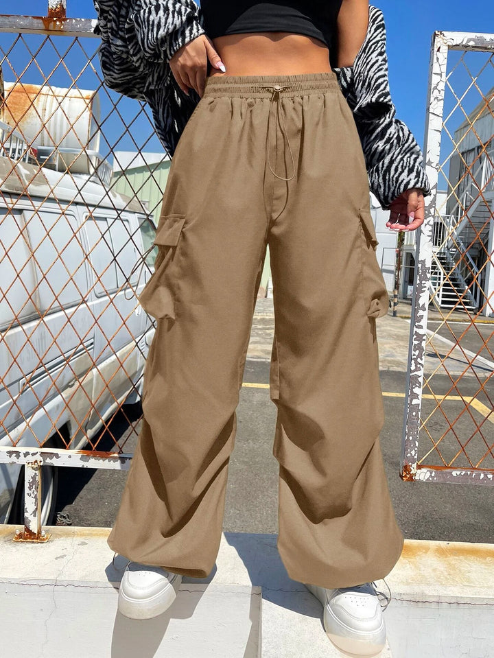 Drawstring Waist Cargo Pants