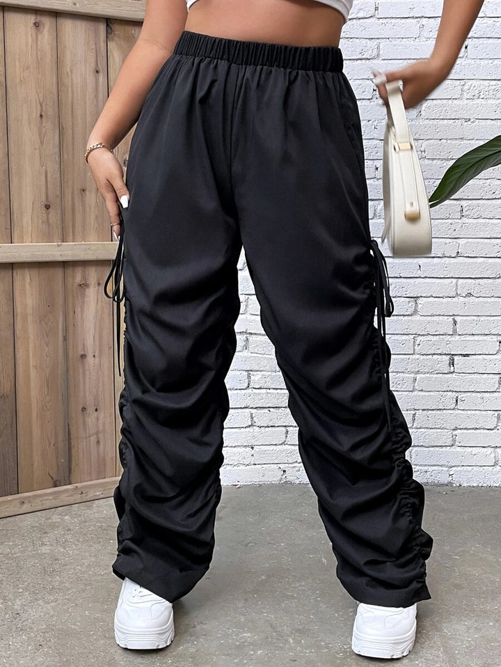 Drawstring Side Ruched Pants