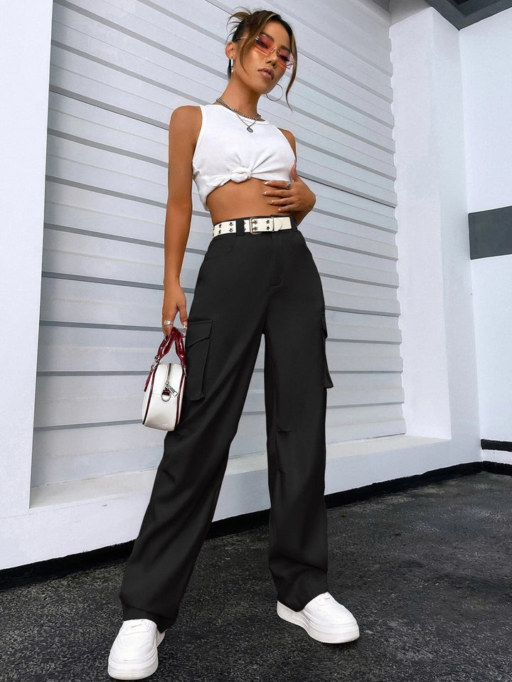 Regular Fit High Waist Cargo Pants