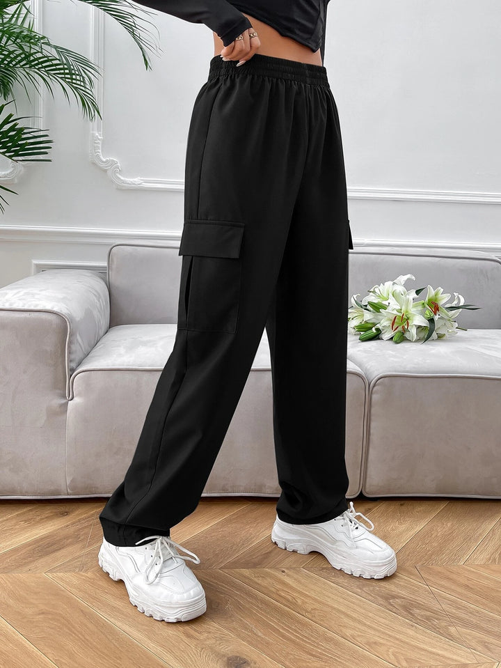 Flap Pocket Polyester Cargo Pants