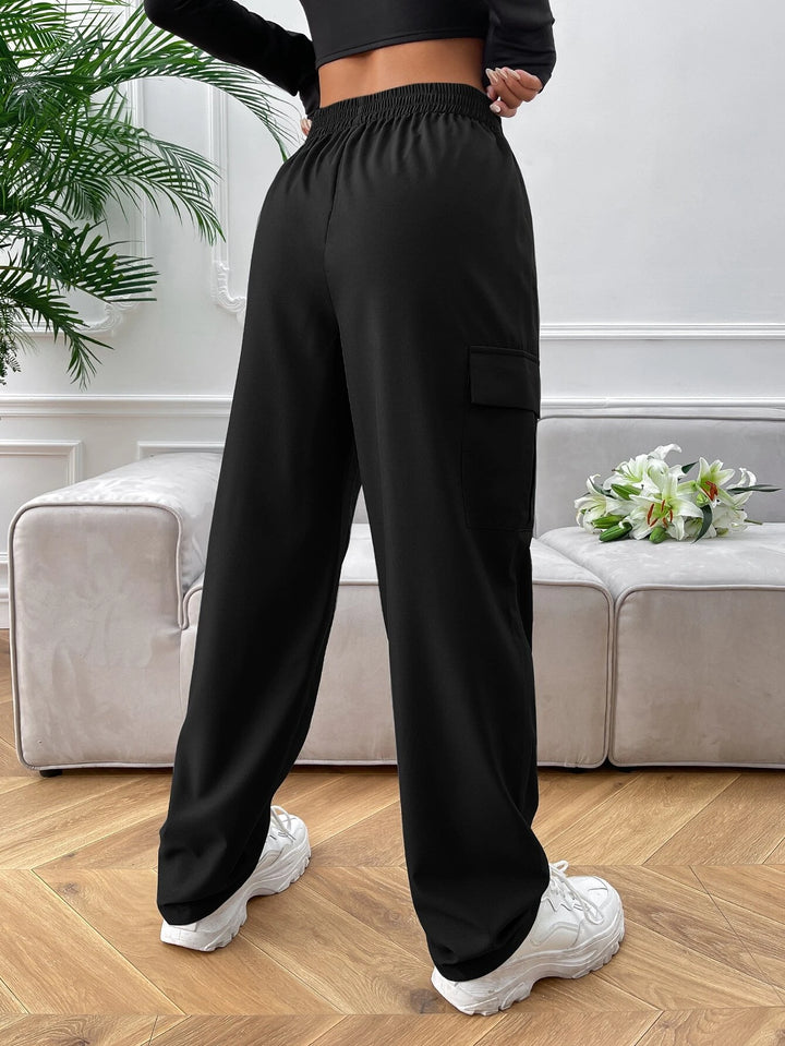 Flap Pocket Polyester Cargo Pants