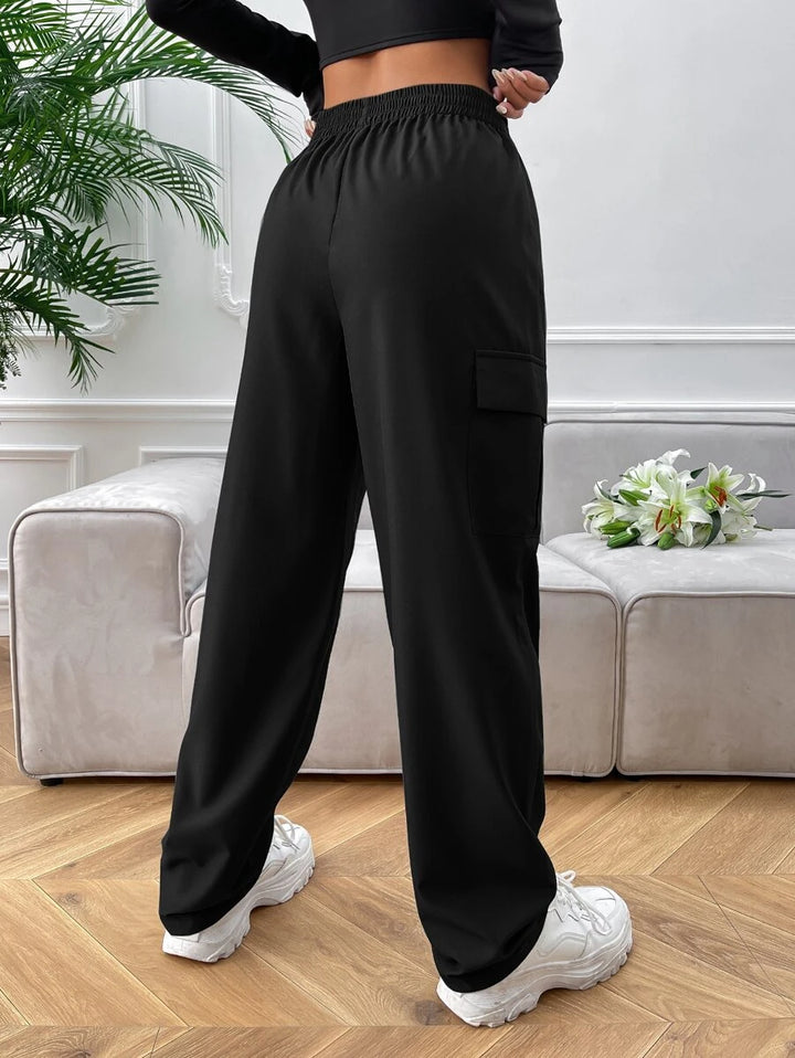 High Waist Side Pocket Flap Cargo Pants