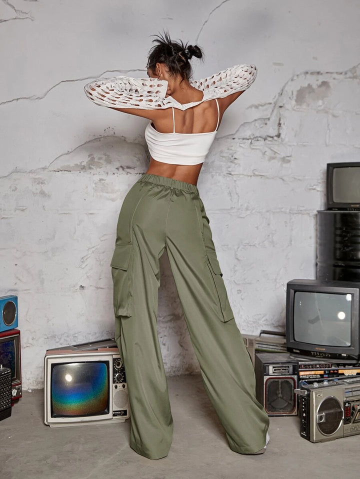 Hip Hop Flap Pocket Wide Leg Cargo Pants