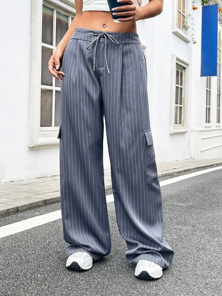 Printed Drawstring Cargo Pants