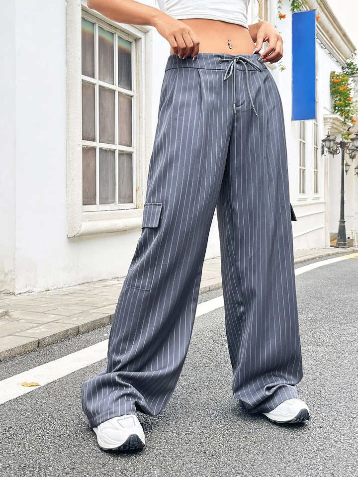 Printed Drawstring Cargo Pants