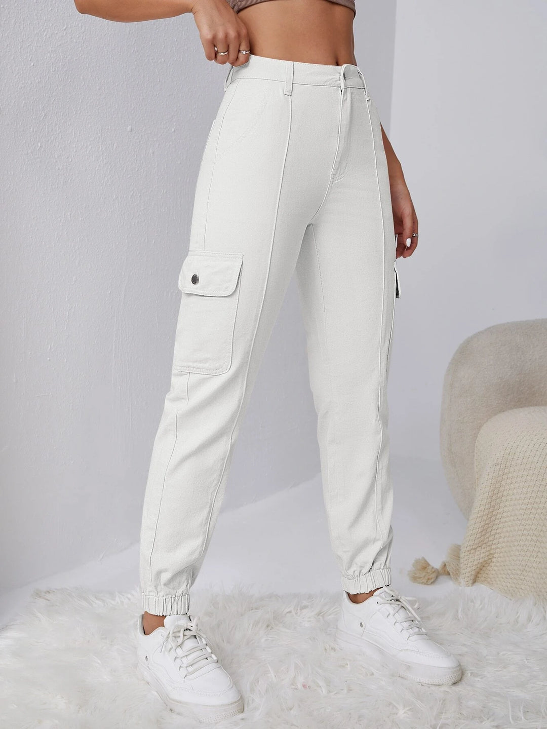 Trendy Flap Pocket Side Cargo Jeans