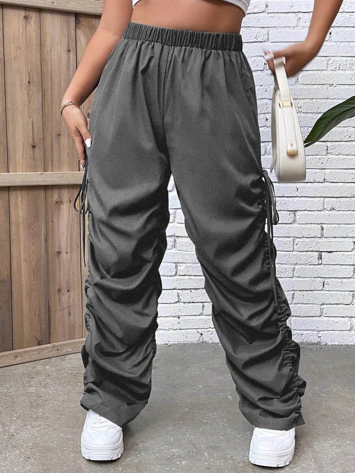 Drawstring Side Ruched Pants