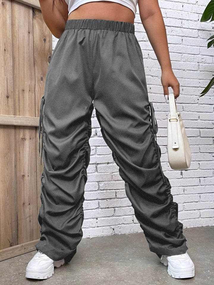 Drawstring Side Ruched Pants